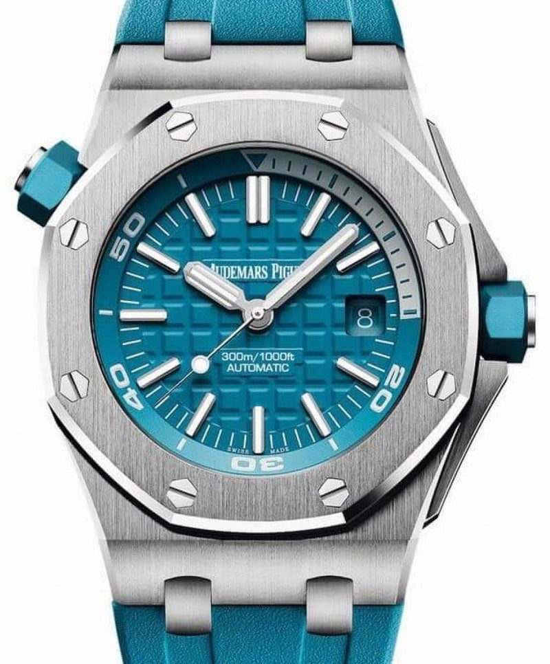 Men's Audemars Piguet Royal Oak Offshore Diver 15710ST.OO.A032CA.01 Turquoise Index Stainless Steel Rubber 42mm BRAND NEW