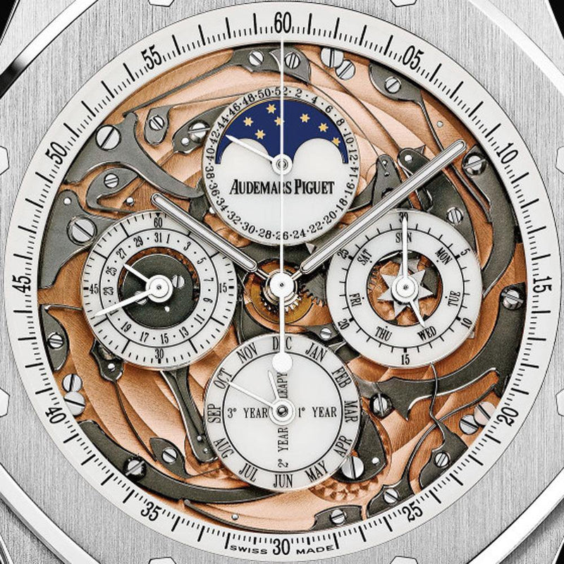 Men's Audemars Piguet Royal Oak Grande Complication 26552BC.OO.D002CR.01 Skeleton White Gold Leather 44mm Automatic - BRAND NEW - Global Timez 